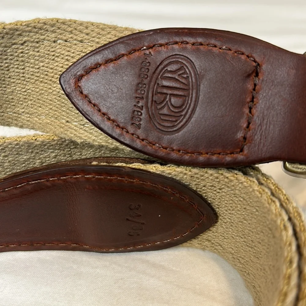 Brook Hollow Golf Club Belt. Size 35. Navy blue and green on canvas.